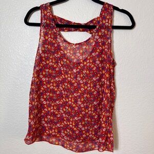 Inc Floral Sleeveless Top Sheer sz Small